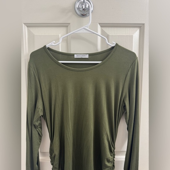 Elegant Maternity Olive Green Maxi Dress - Picture 3 of 9